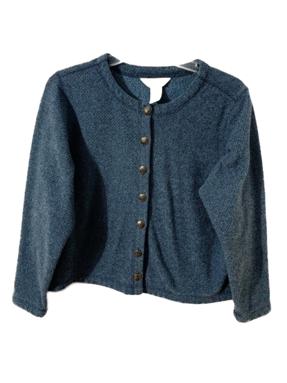 L.L. Bean Flecked Fleece Button Front Jacket Rounded Neckline Size Small